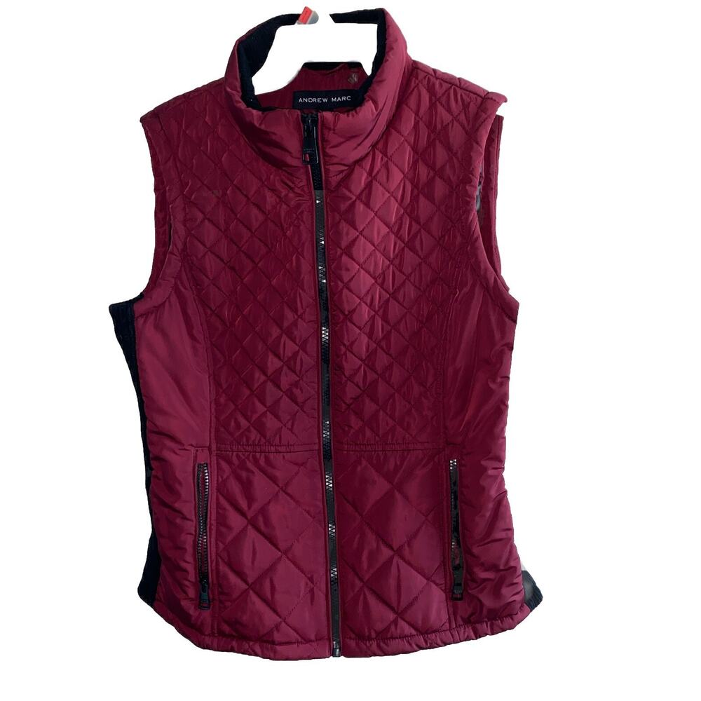 Andrew Marc Burgundy Red Quilted Vest Women's Size Medium Preowned Excellent H